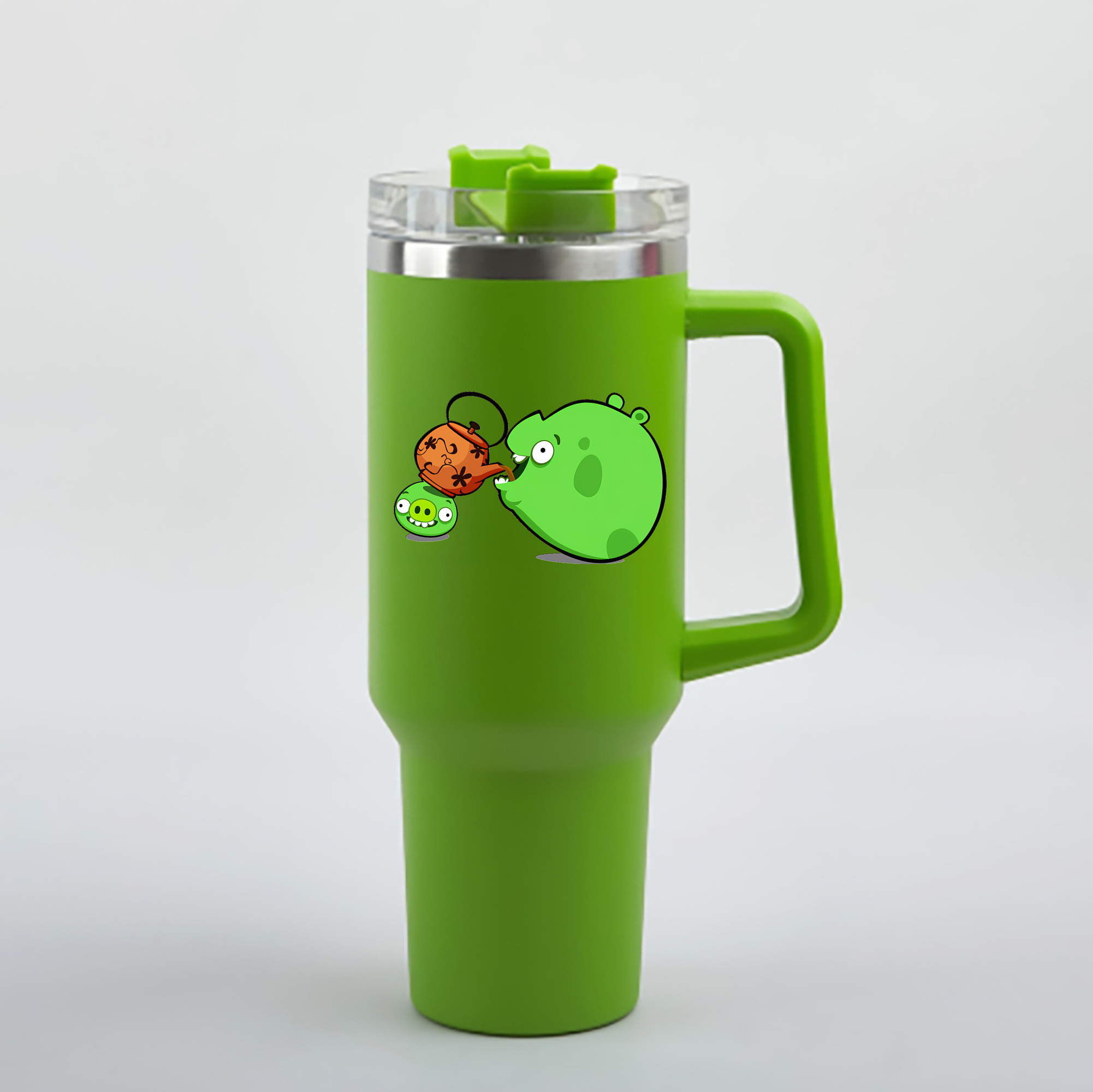 （画像用） Angry Birds アングリーバード 1200mL車用タンブラー - クリスタルステッカー（プラスチックストロー付き）